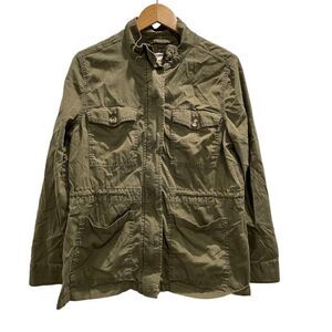 Sonoma‎ Olive Night Green Military Utility Jacket Cotton Blend Zip Front Large